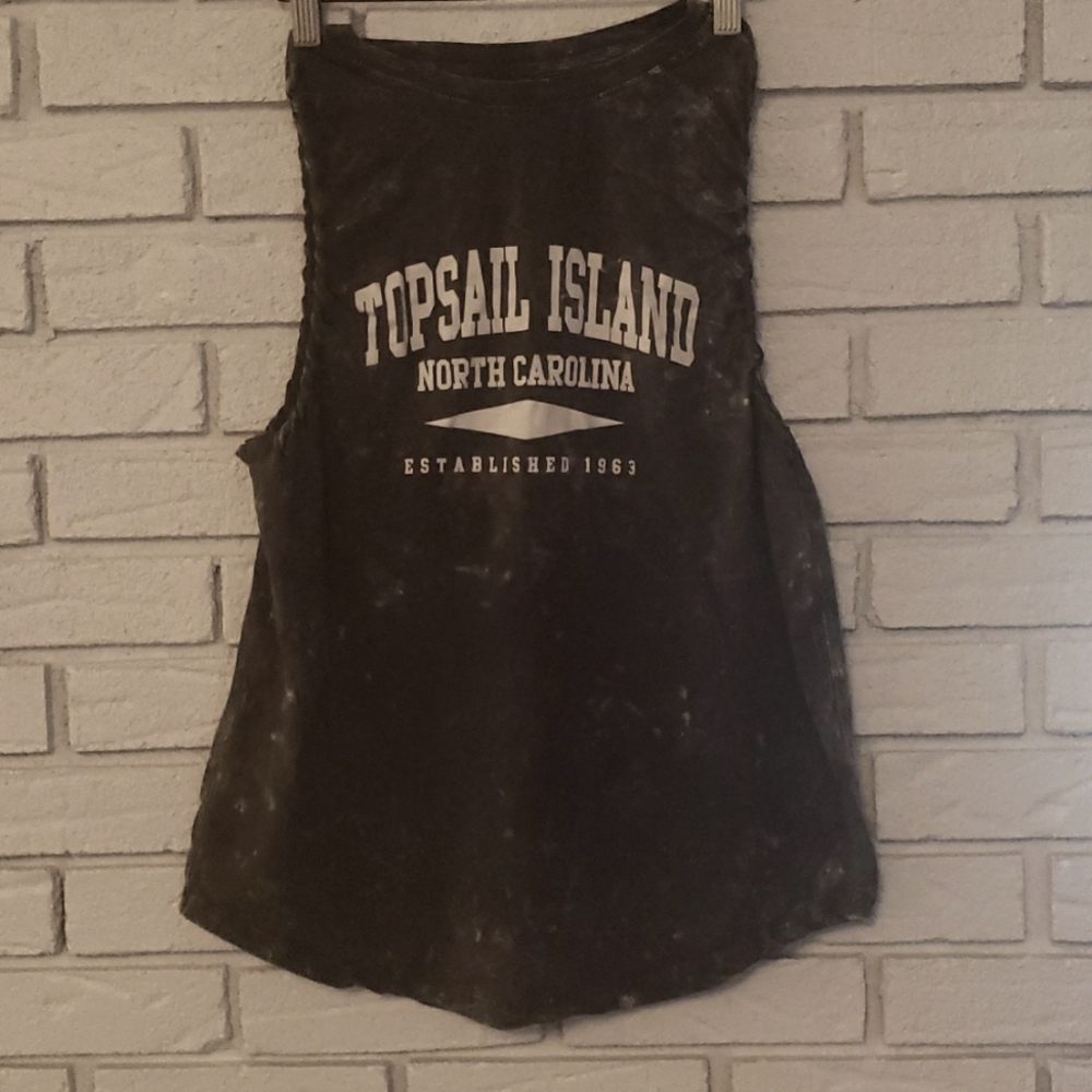Distressed/ cut / twisted / tye dye Topsail Island tank top
